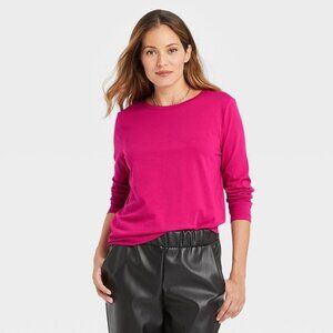 A New Day Women's Long Sleeve T-Shirt Dark Pink Size XL